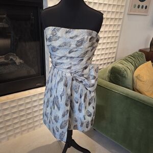 BCBGMAXAZRIA | Haze Combo Metallic Jacquard Strapless Mini Dress | Size 8